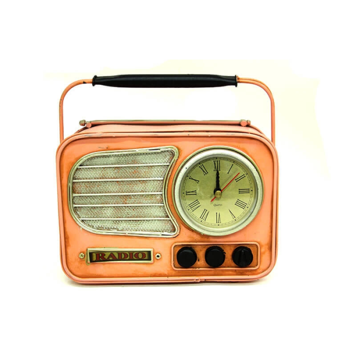 Vintage Tasarım Dekoratif Metal Radyo Saat