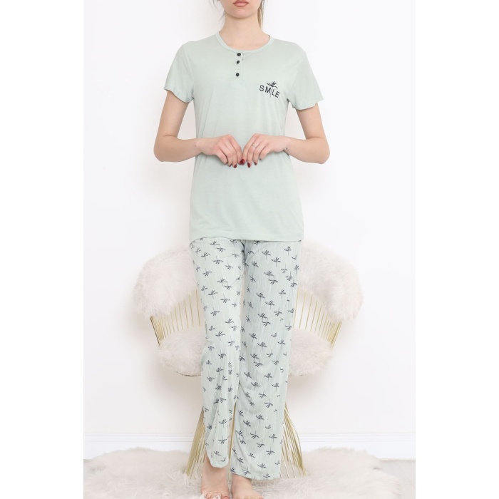 Düğmeli Pijama Takımı Mintlaci