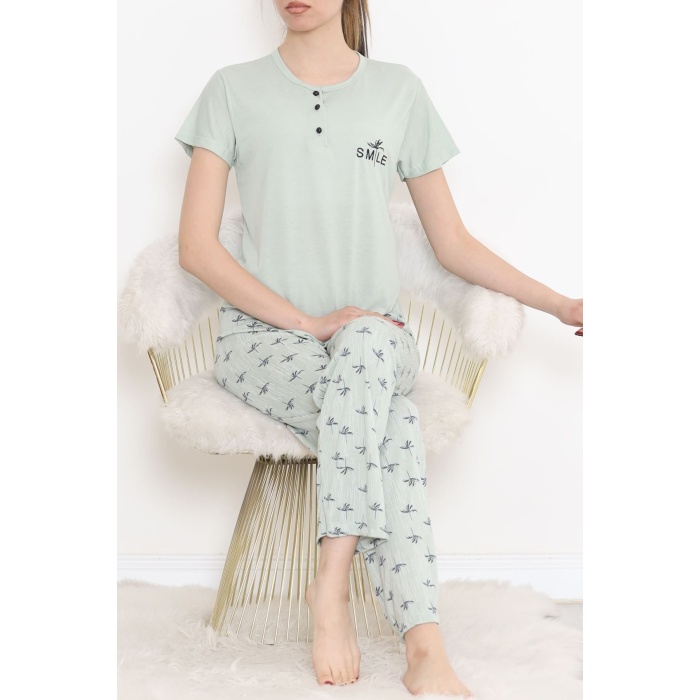 Düğmeli Pijama Takımı Mintlaci