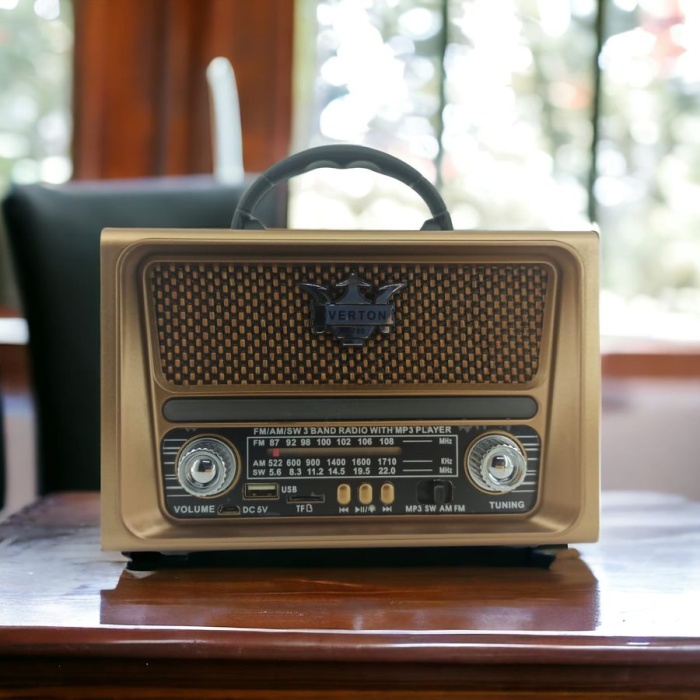 Nostaljik Görünümlü USB SD AUX Bluetooth Destekli Şarjlı Radyo