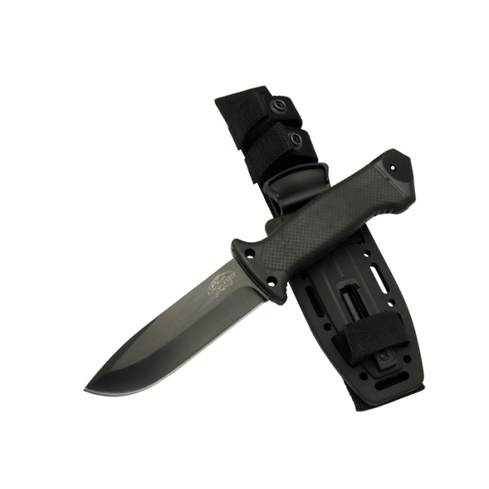 Tiger Tactical HTM 3321 A Siyah Outdoor / Survival Bıçak 27cm - Kauçuk Sap, Kılıflı, Kutulu