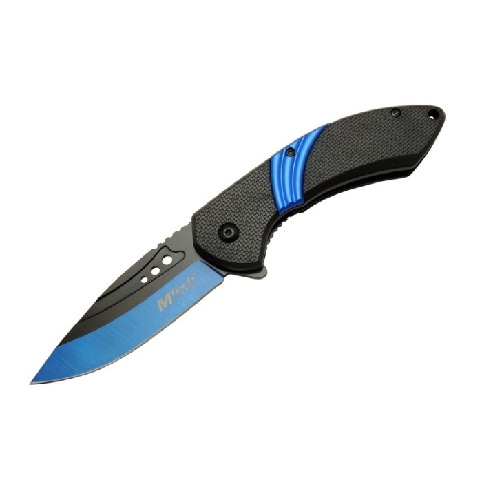 4213 Mavi Kamp Çakı 20cm- Yarı Otomatik, Oluklu