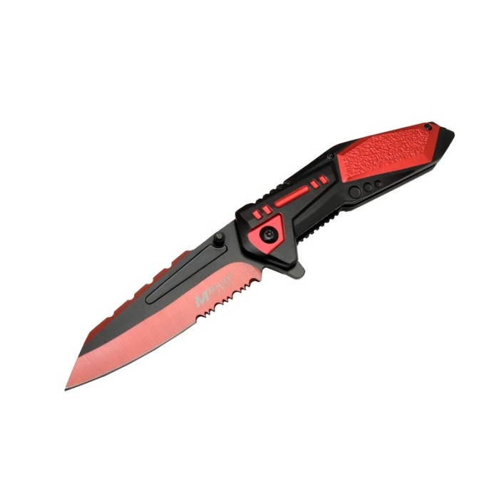 4173 Kırmızı Kamp Çakı 21cm - Yarı Otomatik, Testere Detaylı