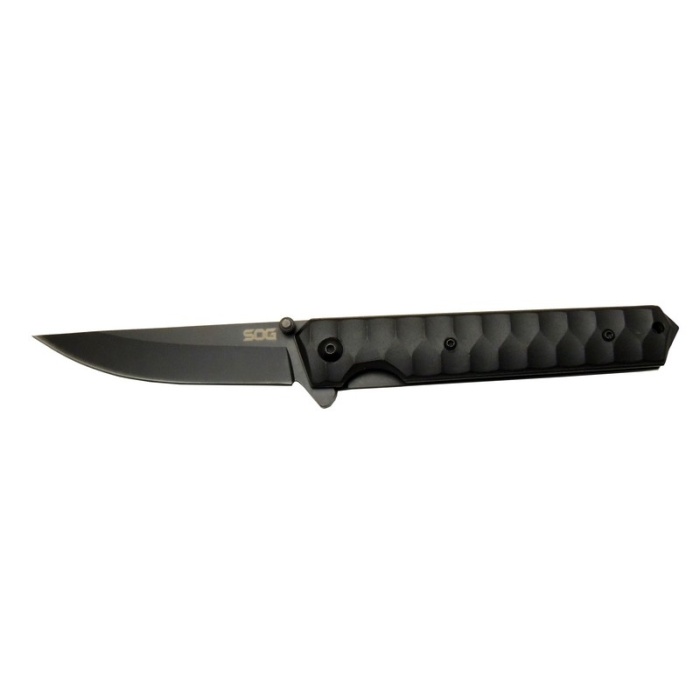 SOG Kendo 4010 BK Siyah Kamp Çakı 21cm - Yarı Otomatik, Metal Sap, Kılıflı
