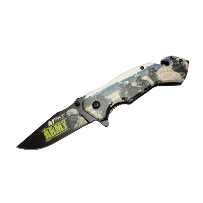 4 23 3 Army Kurtarma / Kamp Çakı 20cm - Yarı Otomatik, Cam Kırma Ve İp Kesme Aparatlı