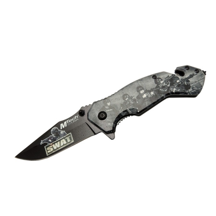 4 23 6 Swat Kurtarma / Kamp Çakı 20cm - Yarı Otomatik, Cam Kırma Ve İp Kesme Aparatlı