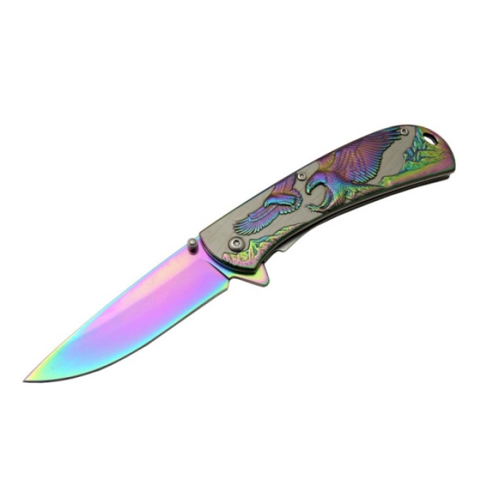 Kartal  Çift Gökkuşağı 20 cm Kamp / Outdoor Çakı 21cm - Yarı Otomatik, Kutulu