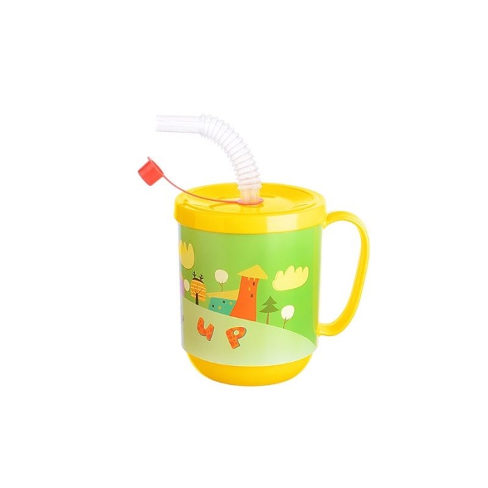 3 Adet pipetli Çocuk Içecek Bardağı Desenli Bardak 350ml