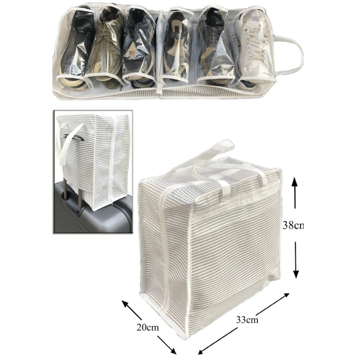Ayakkabı SAKLAMA ve TAŞIMA Çantası (Çizgili Model) Shoe Tote