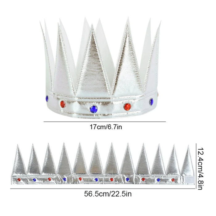 GümüşRenkEvaYumuşakKralKraliyetTacıYetişkinÇocukUyumlu55cm