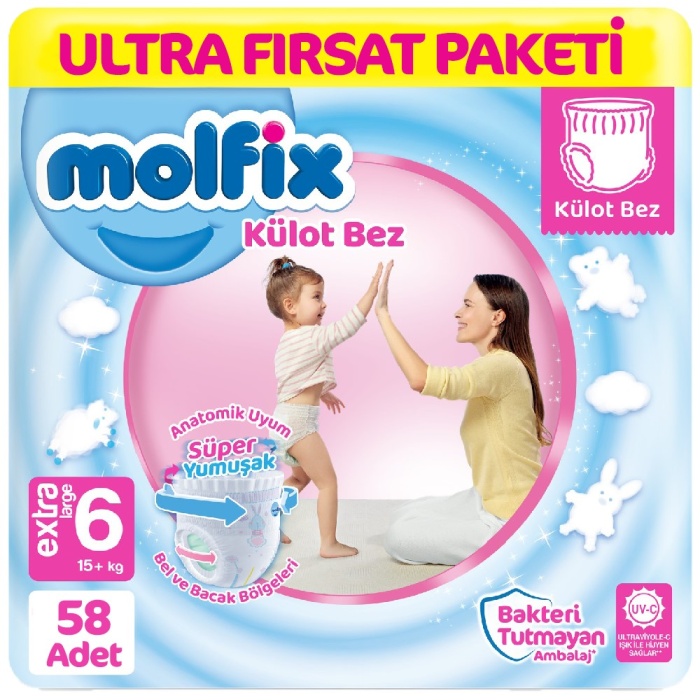Molfix Külot Bez Ultra Fırsat Paketi 6 Beden 15+ Kg 58 Adet
