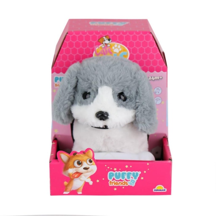 4247 Sesli Hareketli Peluş Köpek Gri -Sunman