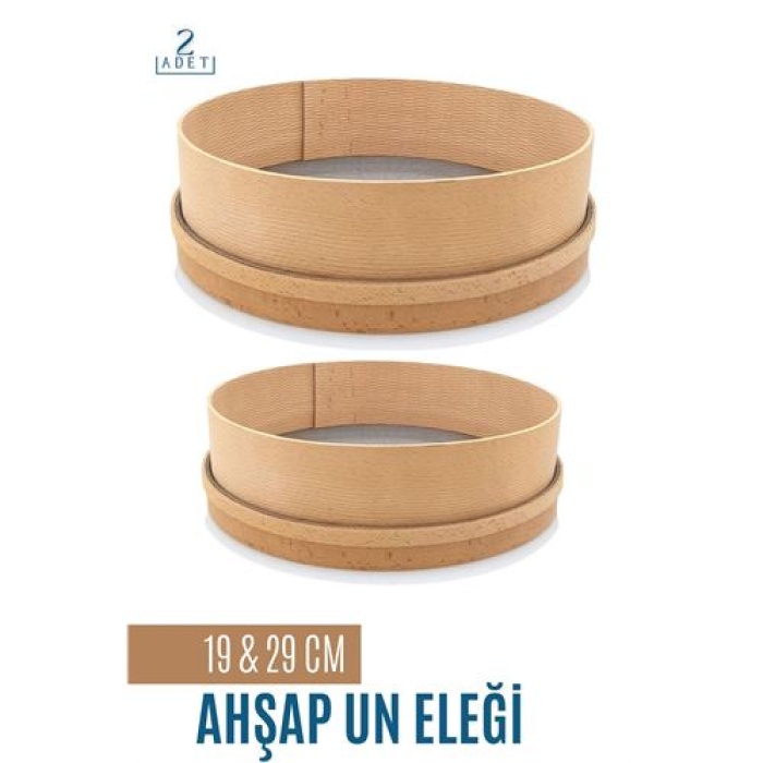 Ahşap Un Eleği 19 ve 29 CM 2 li Set