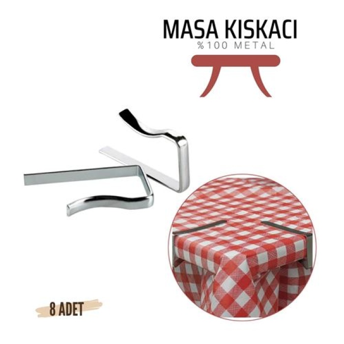 Masa Örtüsü Klipsi - Metal Masa Kelepçesi Masa Örtüsü Sabitleyici  8 ADET