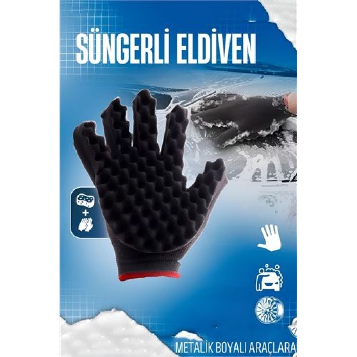 Süngerli Oto Yıkama Eldiveni Metalik Boyalar İçin
