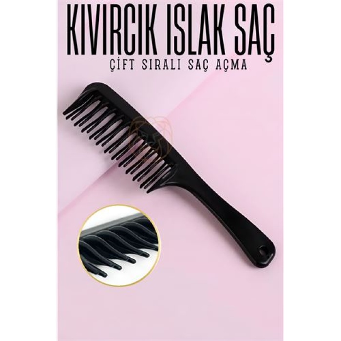Çift Sıralı Saç Açma Tarağı Uzun Kıvırcık Islak Saç Tarağı