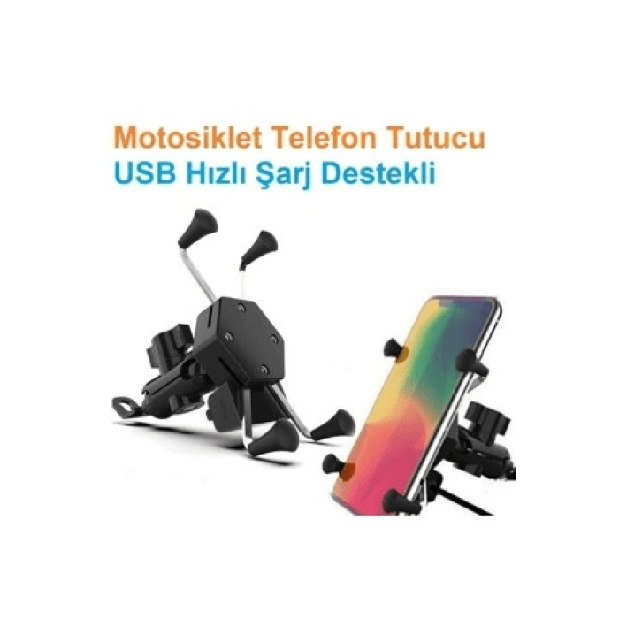 Usb Şarjlı Ayna Bağlantılı Motosiklet Telefon Tutucu Motor Tutacağı - Lisinya