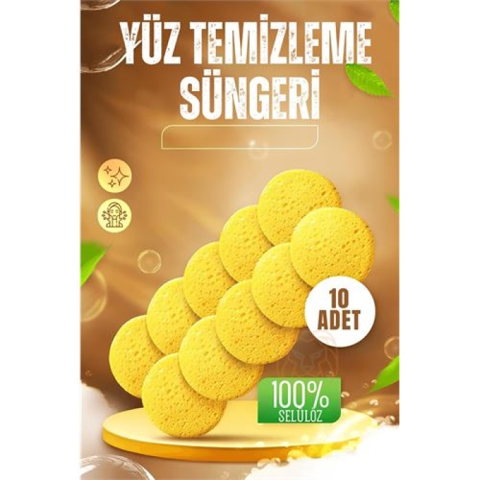 Makyaj Temizlik Pedi Cilt Temizlik Süngeri Doğal Selülöz 10 ADET