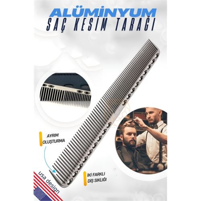 Alüminyum Saç Kesim Tarağı Saç Şekillendirme Düzeltme Tarağı GRİ