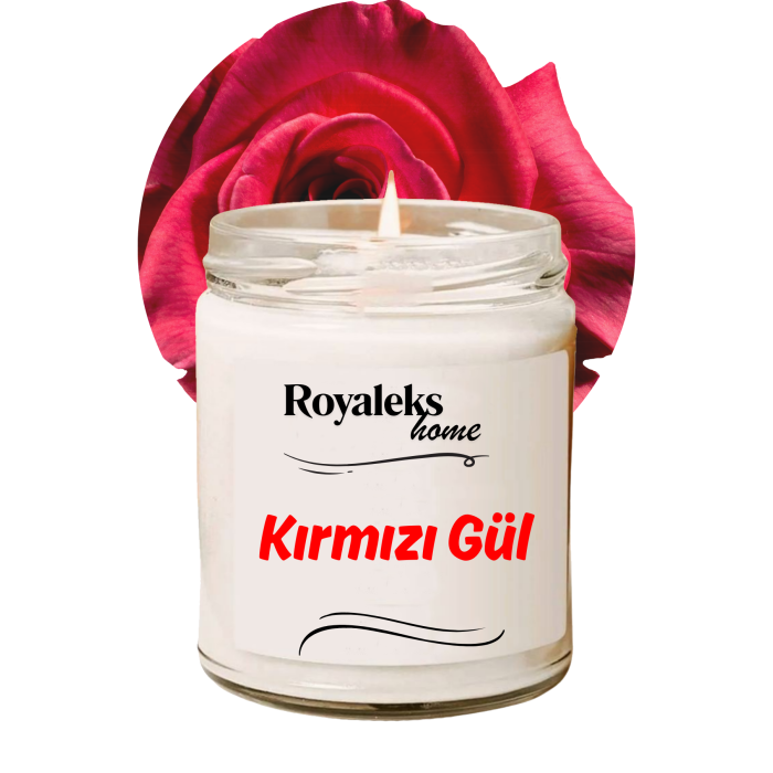 Doğal Özel Seri Kokulu Dekoratif Kavanoz Mum 210 cc - Kırmızı Gül Esansı - RYL
