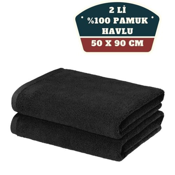 2li Mikrofiber El Yüz Spor Havlusu 50x90 Siyah