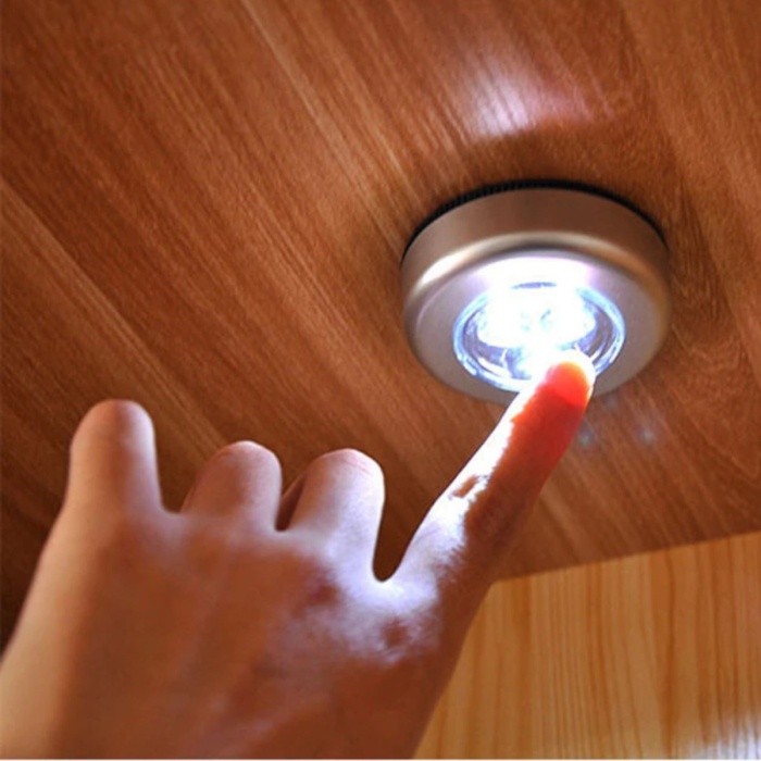 Kablosuz Spot Pilli Dokunmatik Led Lamba 3 Ledli Dolap Lambası (3748)