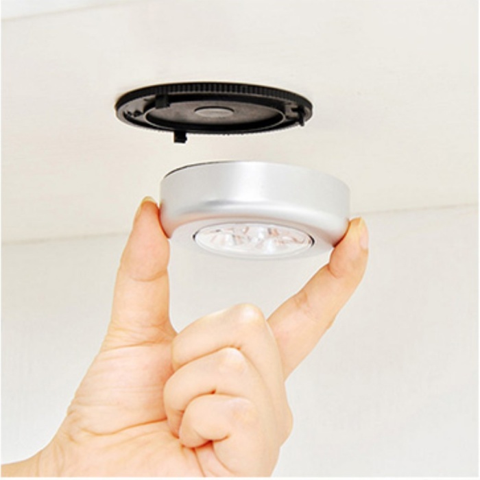 Kablosuz Spot Pilli Dokunmatik Led Lamba 3 Ledli Dolap Lambası (3748)