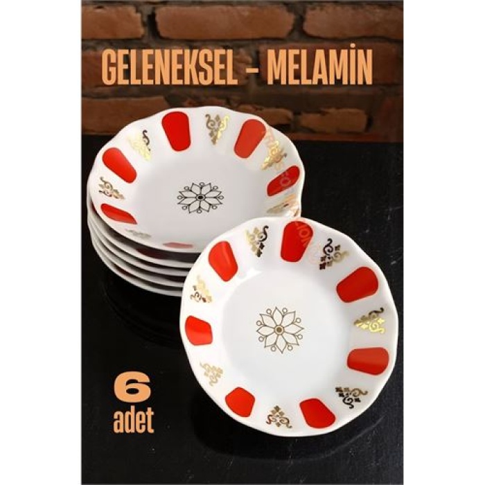 Melamin Çay Tabağı 6 Adet Geleneksel Türk Çay Bardağı Altlığı