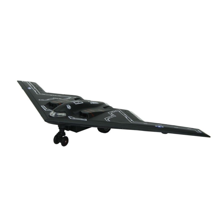 HW777-20 - Çek Bırak Metal Uçak Sesli Işıklı - Siyah (Lisinya)