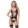 Siyah Deri İpli Fantezi Babydoll
