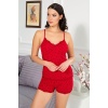 Kırmızı Yıldız Desenli Şortlu Pijama Takımı