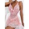 Merry See Dantel Gecelik Babydoll İç giyim Pembe