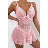 Merry See Dantel Gecelik Babydoll İç giyim Pembe