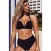 Angelsin Yüksek Bel Siyah Bikini Takım