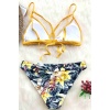 Angelsin Baskılı Üstü Sarı Bikini Takım Çok Renkli