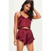 Merry See Saten Şortlu Pijama Takım Bordo
