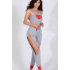 Merry See Özel Tasarım Dantel Kalp Tasarımlı Pijama Takım Gri