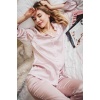 Merry See Saten Pijama Takım Düğmeli Pembe Açık