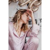 Merry See Saten Pijama Takım Düğmeli Pembe Açık