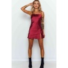 Merry See Yırtmaçlı Mini Saten Elbise Kırmızı