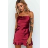 Merry See Yırtmaçlı Mini Saten Elbise Kırmızı