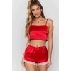 Merry See Dantel İşlemeli Saten Şortlu Pijama Takım Kırmızı