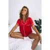Merry See Ara Biyeli Saten Şortlu Pijama Takım Kırmızı