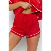 Merry See Ara Biyeli Saten Şortlu Pijama Takım Kırmızı