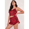Merry See Saten Baskılı Şortlu Pijama Takım Çok Renkli