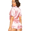 Merry See Baskılı Özel Tasarım Saten Şortlu Pijama Takım Pembe