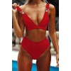 Angelsin Özel Tasarım Yüksek Bel Bikini Takım Kırmızı