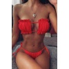 Angelsin Brezilya Model Büzgülü Bağlamalı Bikini Takım Kırmızı