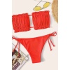 Angelsin Brezilya Model Büzgülü Bağlamalı Bikini Takım Kırmızı