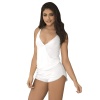 Beyaz Şortlu Tulum Pijama Takımı